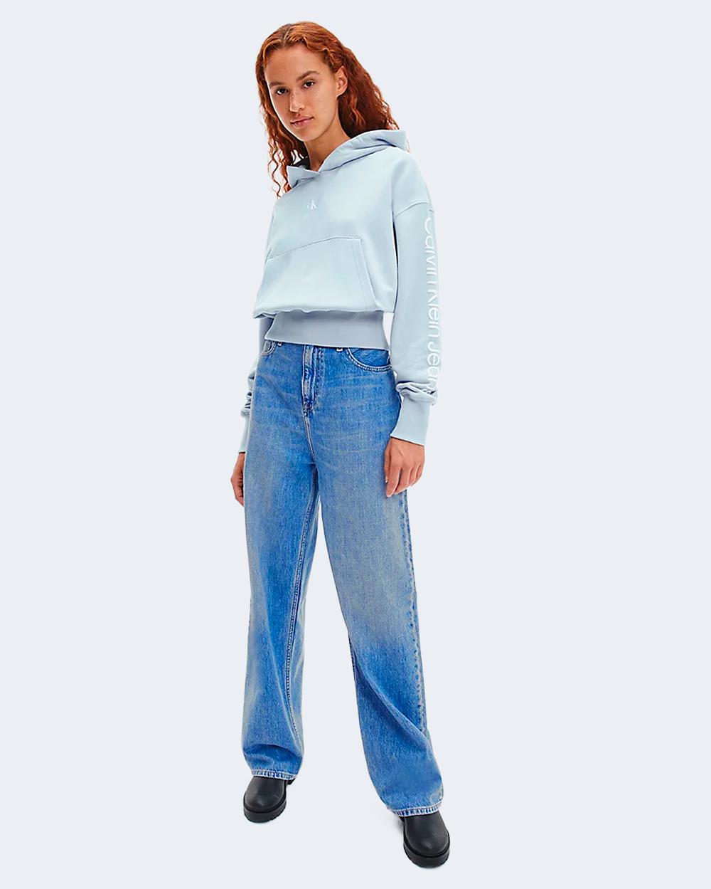 Felpa con cappuccio Calvin Klein Jeans Celeste - Foto 2