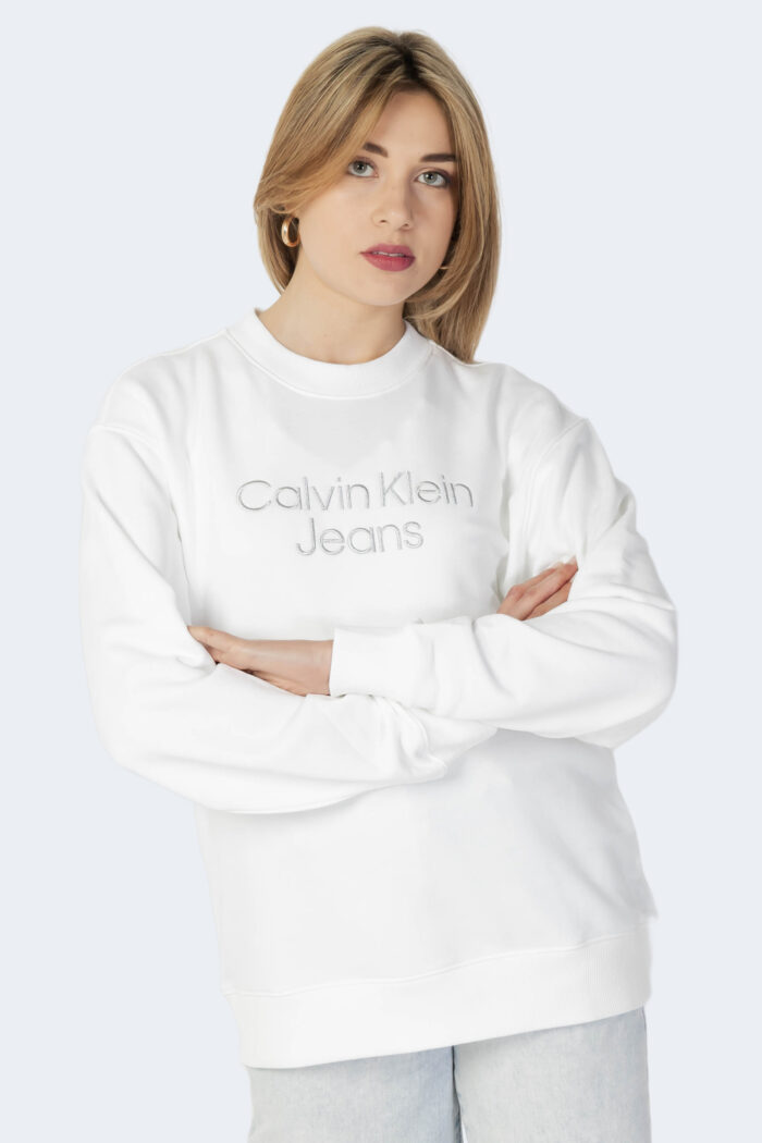 Felpa senza cappuccio  Calvin Klein Jeans Bianco