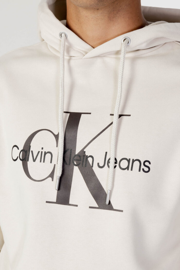 Felpa con cappuccio Calvin Klein Jeans Panna