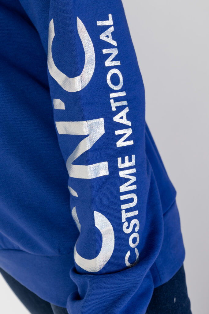 Felpa con cappuccio CNC Costume National logo manica Blu