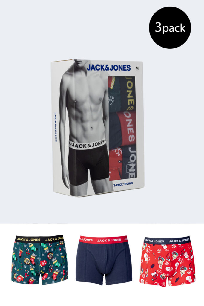 Boxer Jack Jones jactom xmas trunks 3 pack Petrolio