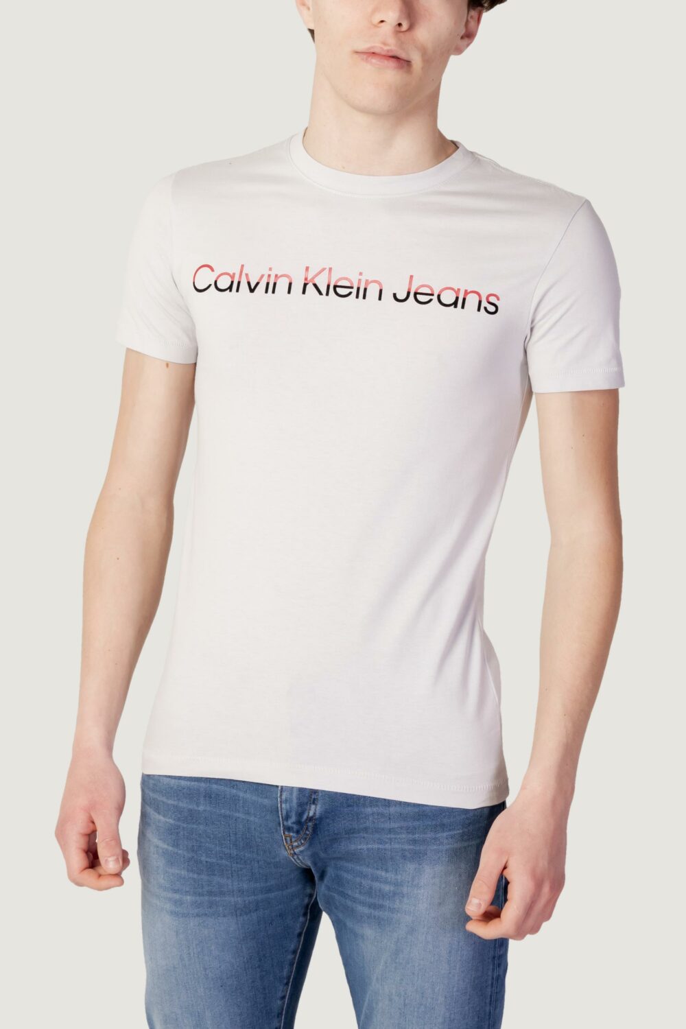 T-shirt Calvin Klein Jeans Grigio Chiaro - Foto 1