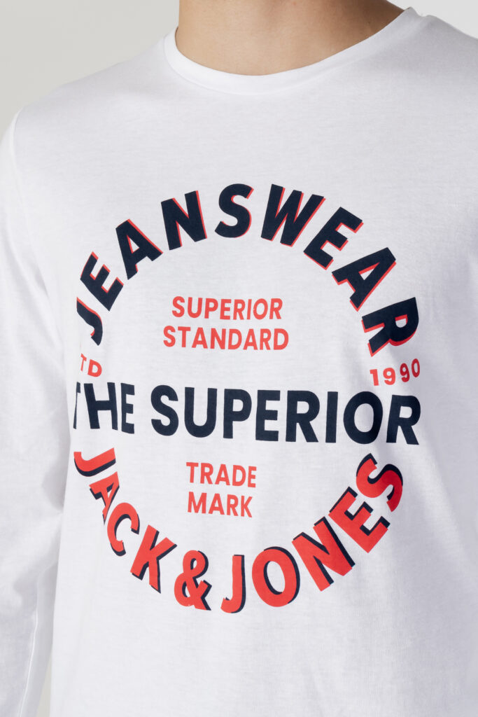 T-shirt manica lunga Jack Jones andy tee ls crew neck Bianco