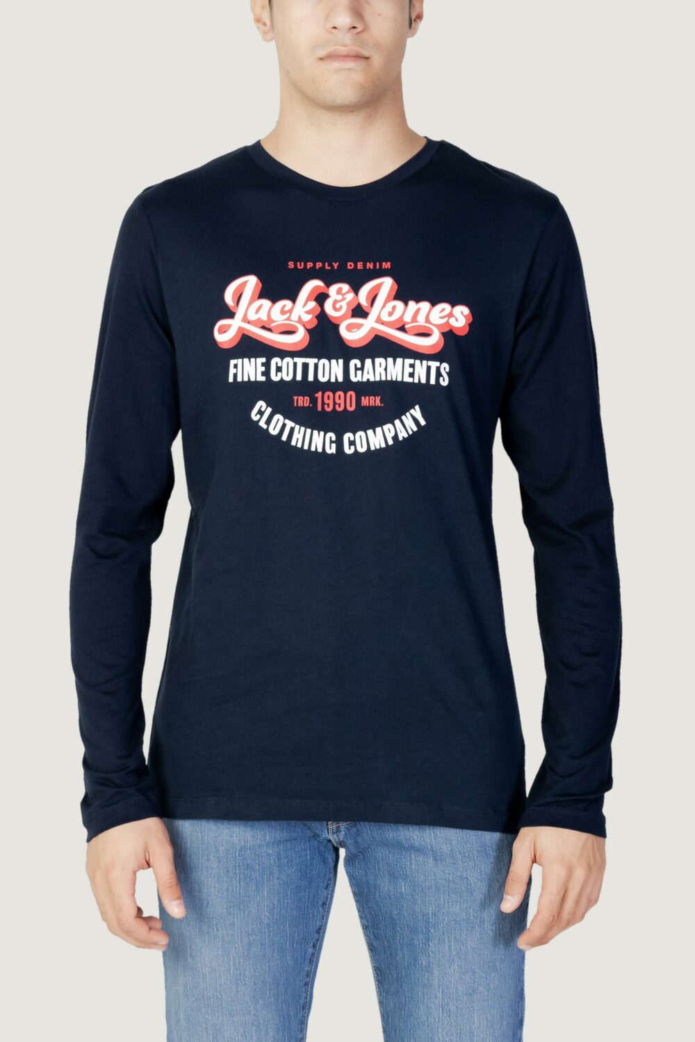 T-shirt manica lunga Jack Jones andy tee ls crew neck Blu - Foto 4