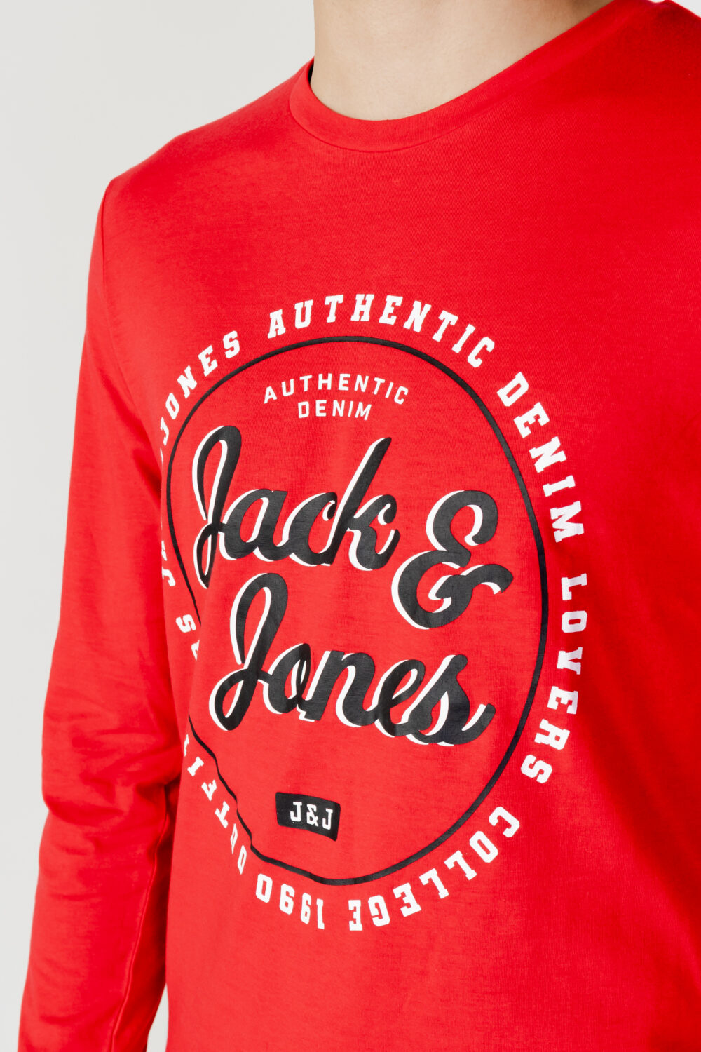 T-shirt manica lunga Jack Jones andy tee ls crew neck Rosso - Foto 2