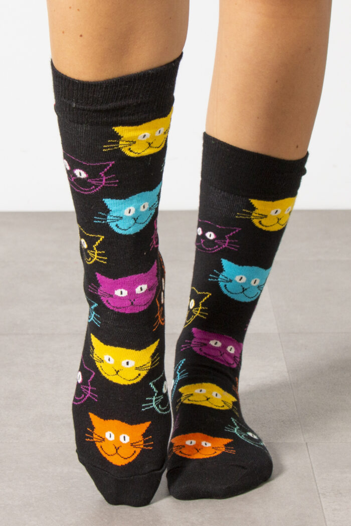 Calzini Lunghi Happy Socks cat sock Nero