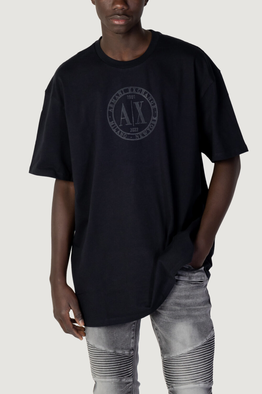 T-shirt Armani Exchange logo Blu - Foto 1