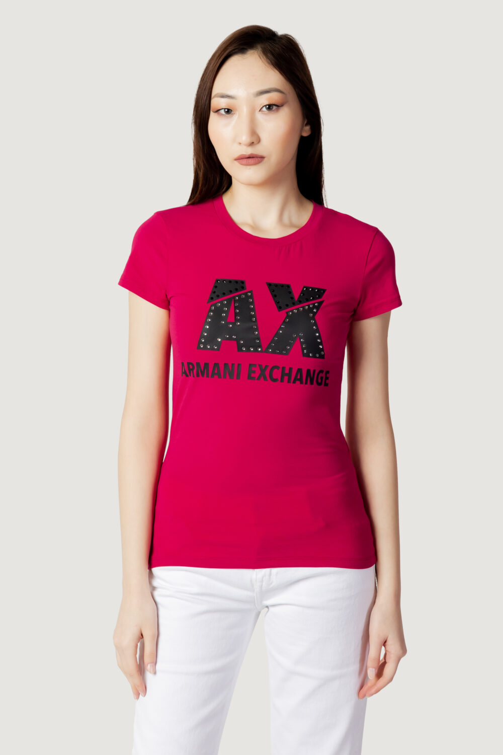 T-shirt Armani Exchange logo strass Fuxia - Foto 1