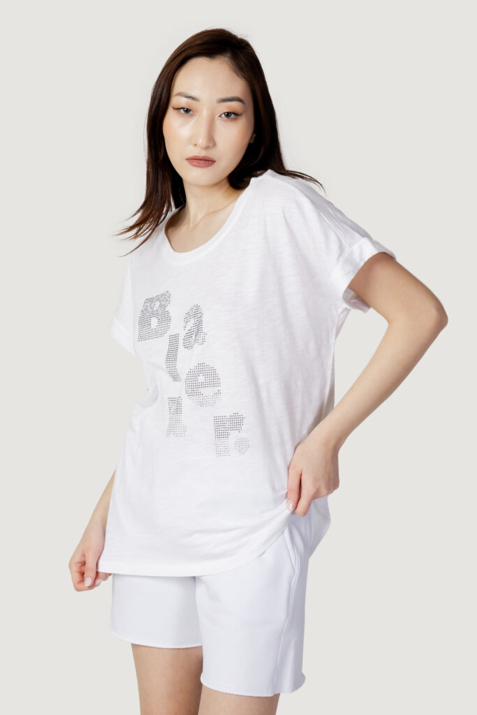 T-shirt Blauer. logo paillettes Bianco