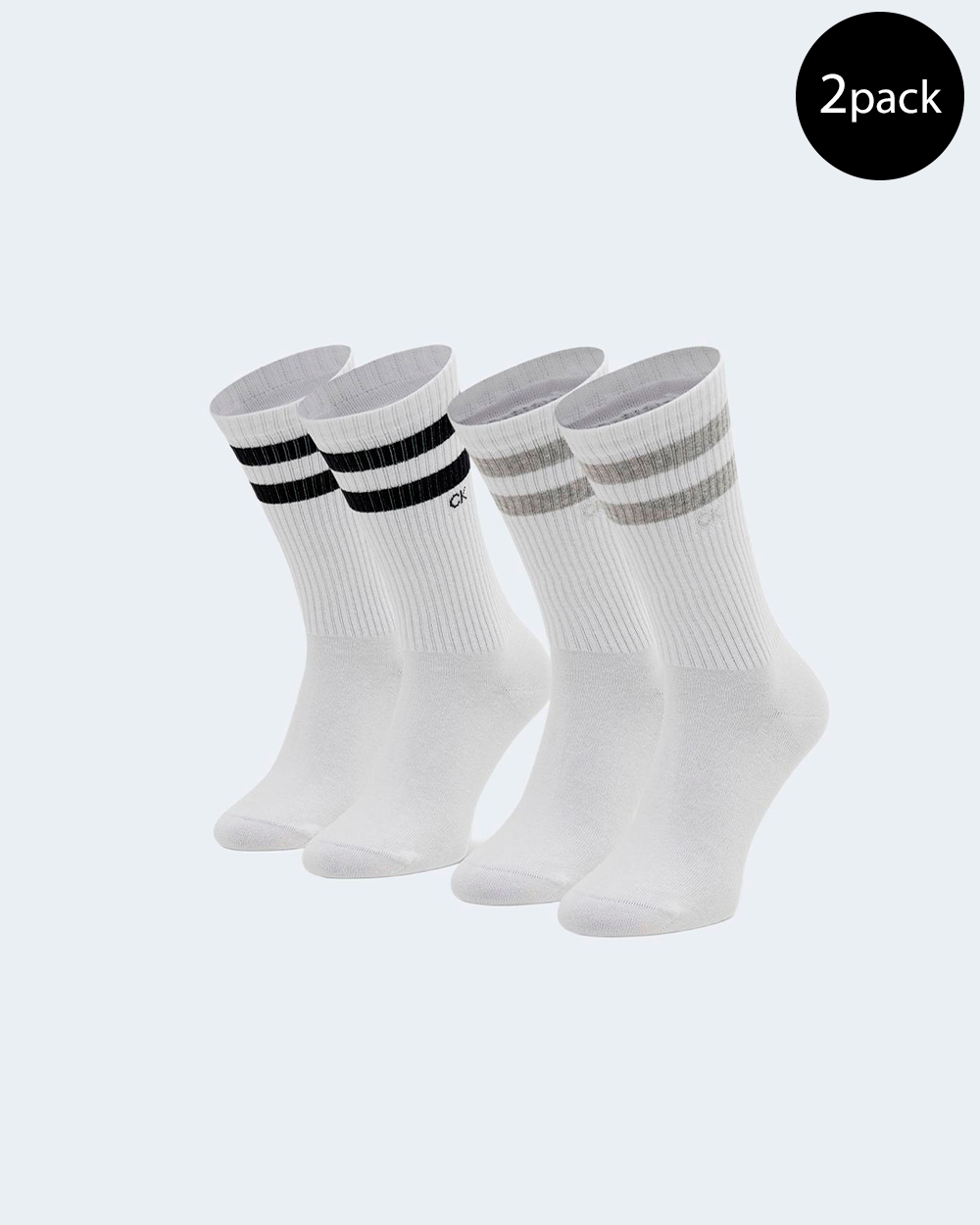 Calzini Lunghi Calvin Klein ck men sock 2p stripes Bianco - Foto 1