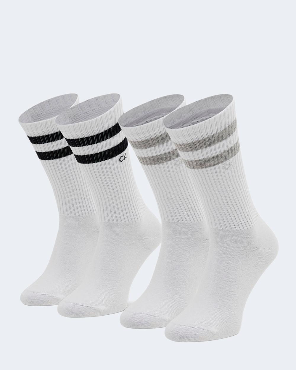 Calzini Lunghi Calvin Klein ck men sock 2p stripes Bianco - Foto 4