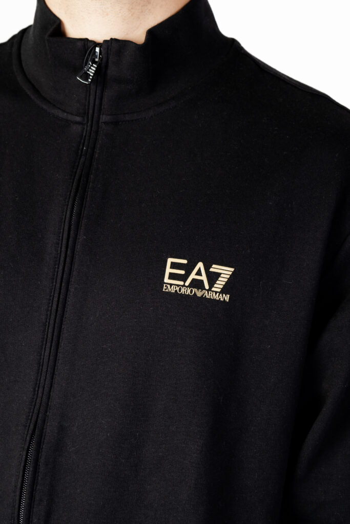 Felpa senza cappuccio EA7 logo Black gold