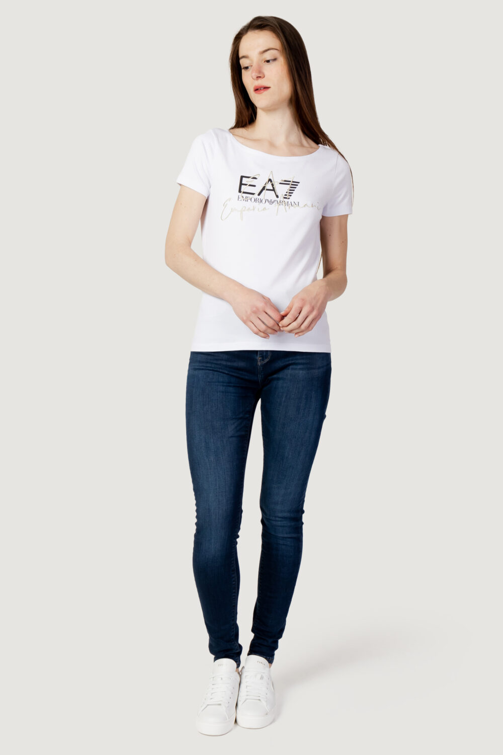 T-shirt EA7 logo corsivo Bianco - Foto 3