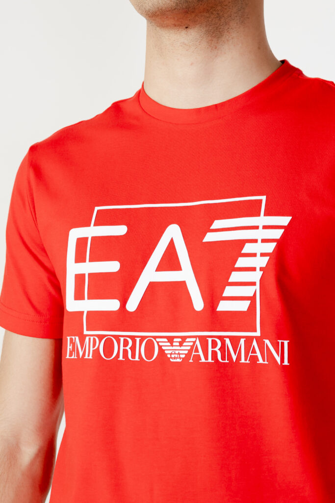 T-shirt EA7 stampa logo Rosso