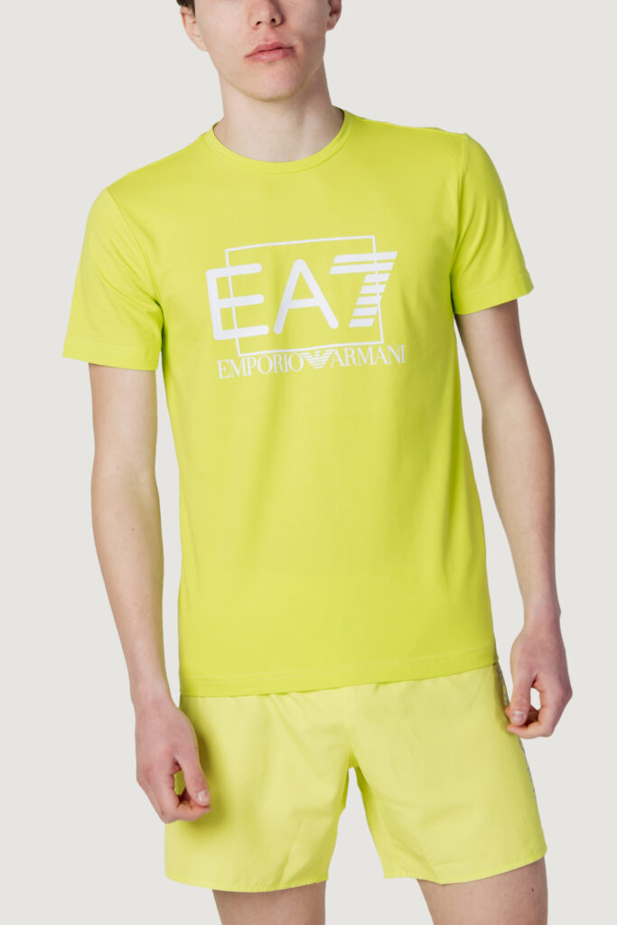 T-shirt EA7 stampa logo VERDE FLUO