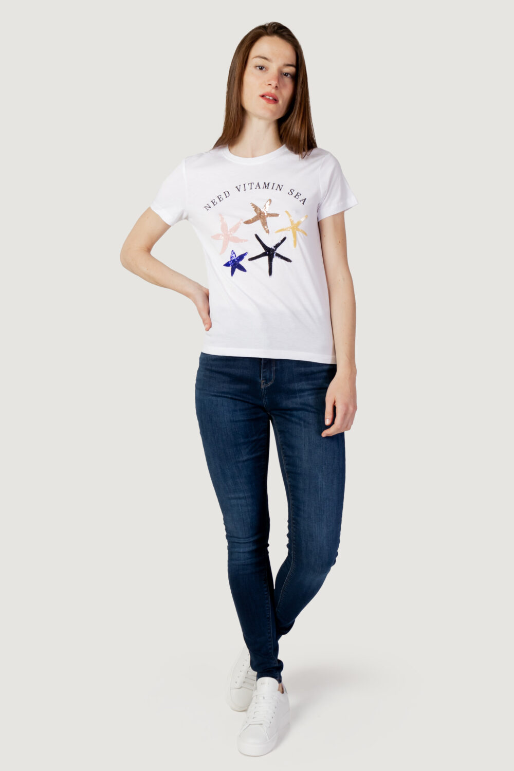 T-shirt Only onlkita reg s/s starfish top box jrs Bianco - Foto 4