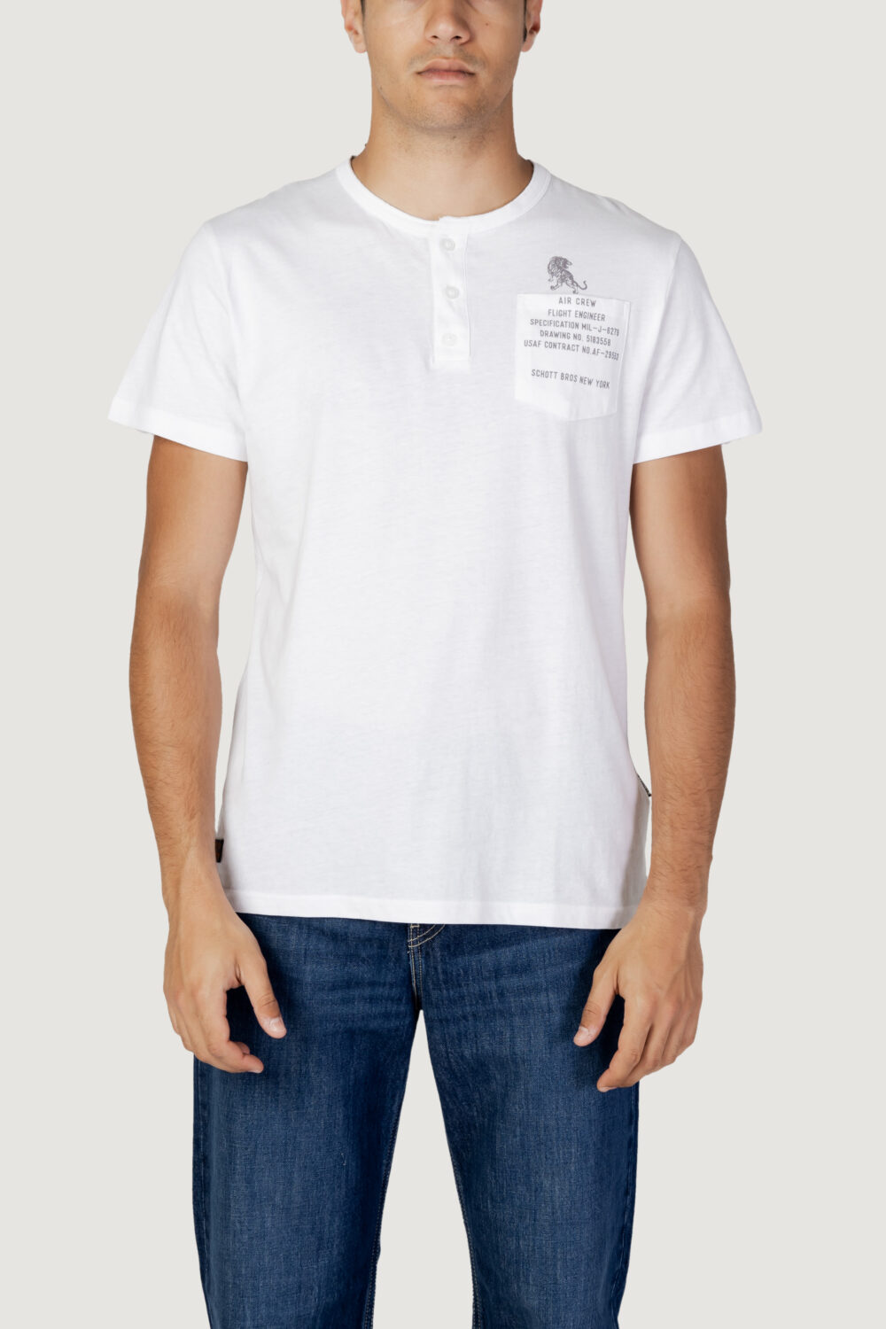 T-shirt SCHOTT N.Y.C. con bottoni Bianco - Foto 1