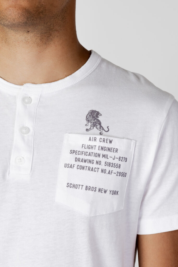 T-shirt SCHOTT N.Y.C. con bottoni Bianco