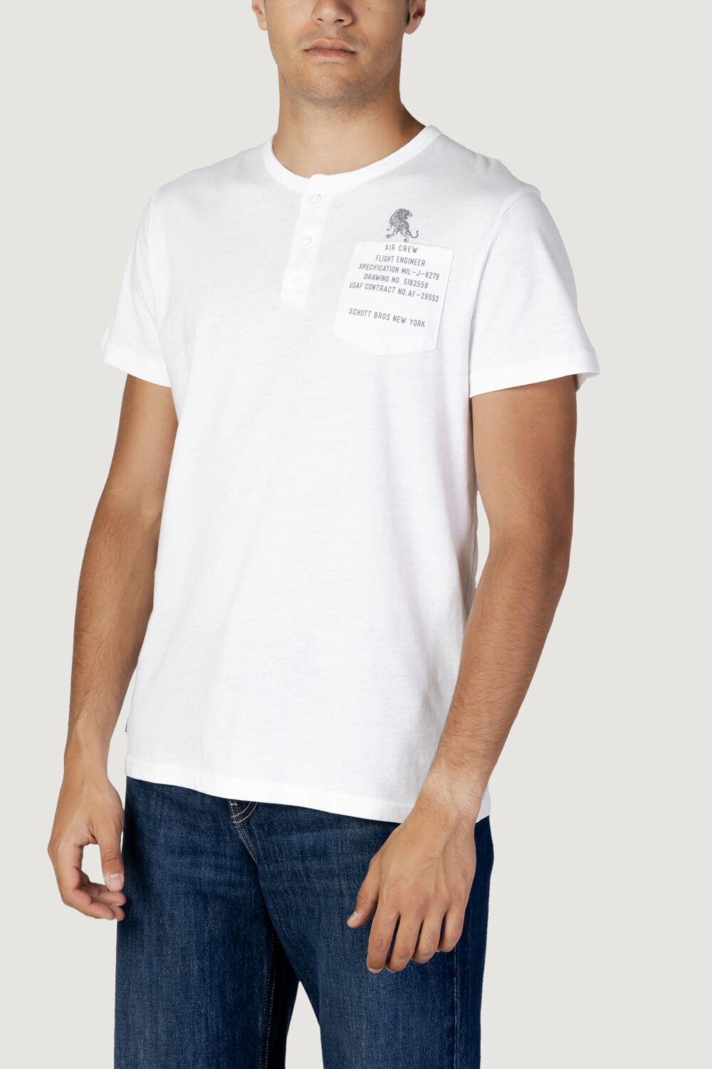 T-shirt SCHOTT N.Y.C. con bottoni Bianco - Foto 5