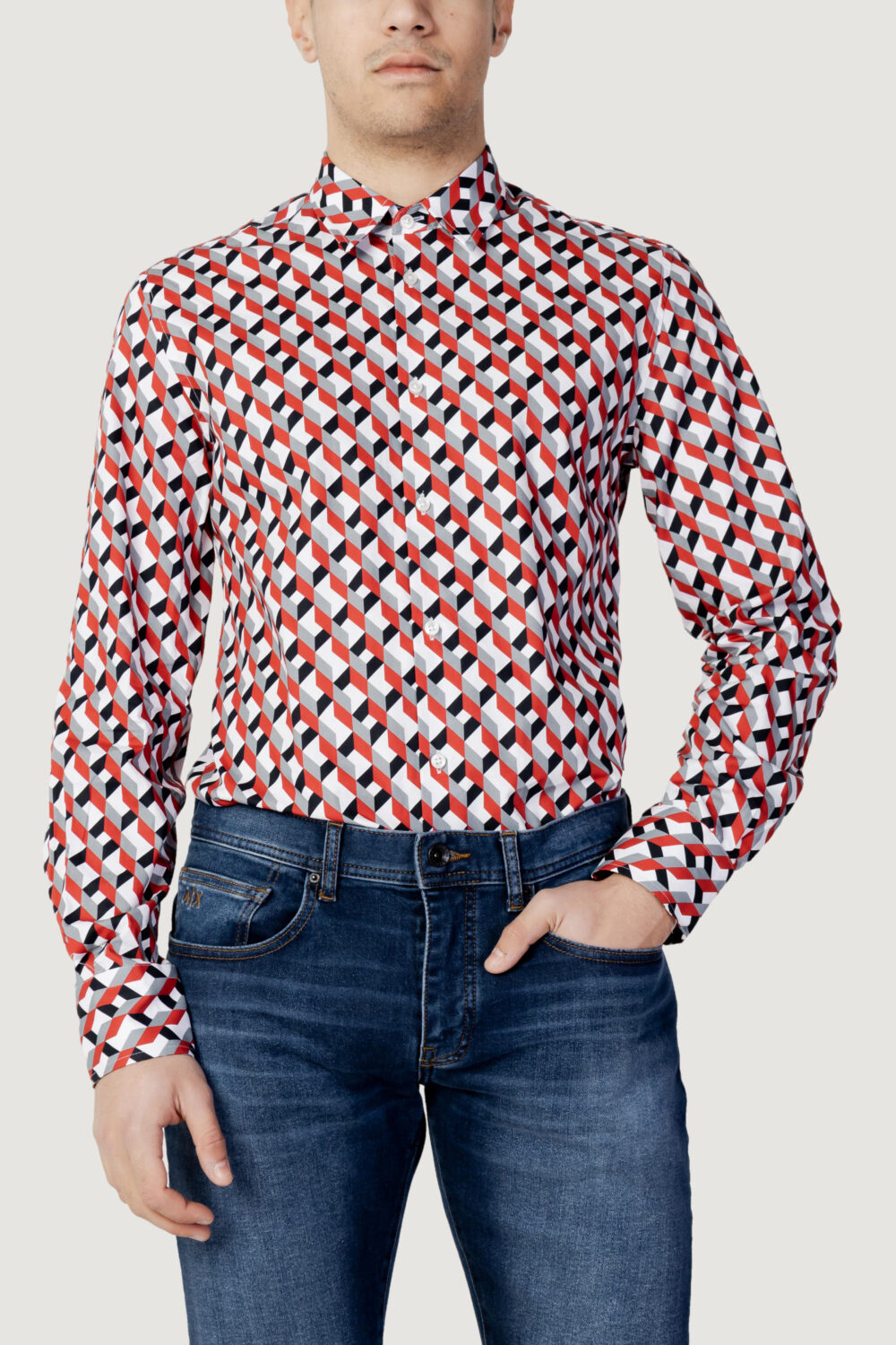 Camicia manica lunga Antony Morato napoli slim fit Rosso - Foto 1