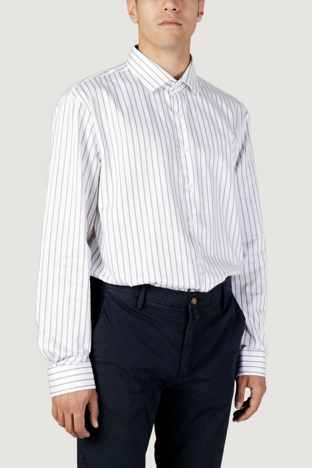 Camicia manica lunga Calvin Klein twill stripe fitted Verde - Foto 1