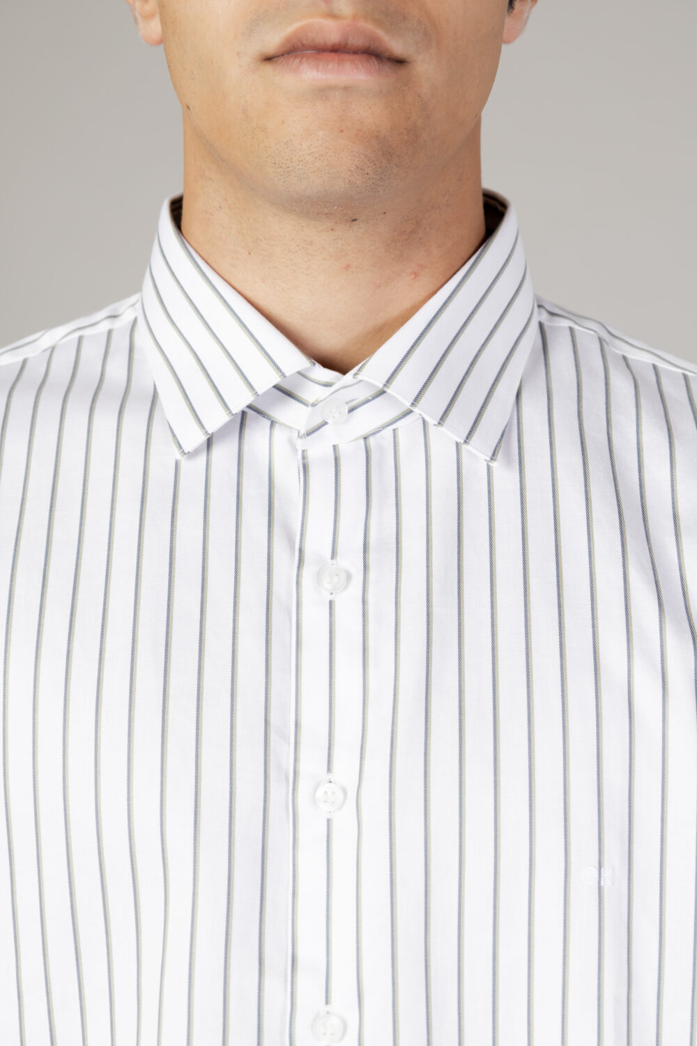 Camicia manica lunga Calvin Klein twill stripe fitted Verde - Foto 2