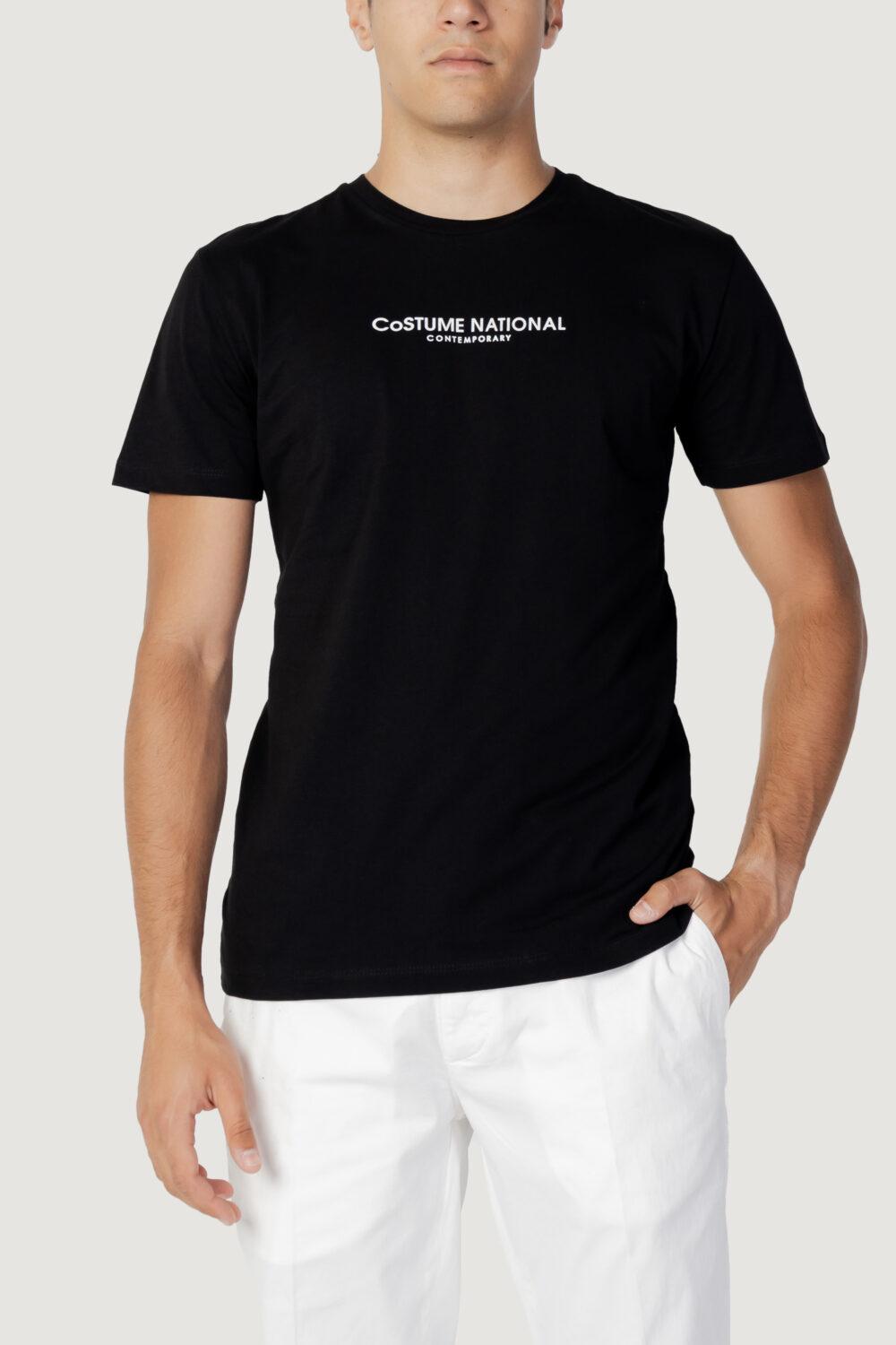 T-shirt COSTUME NATIONAL tinta unita logo Nero - Foto 1