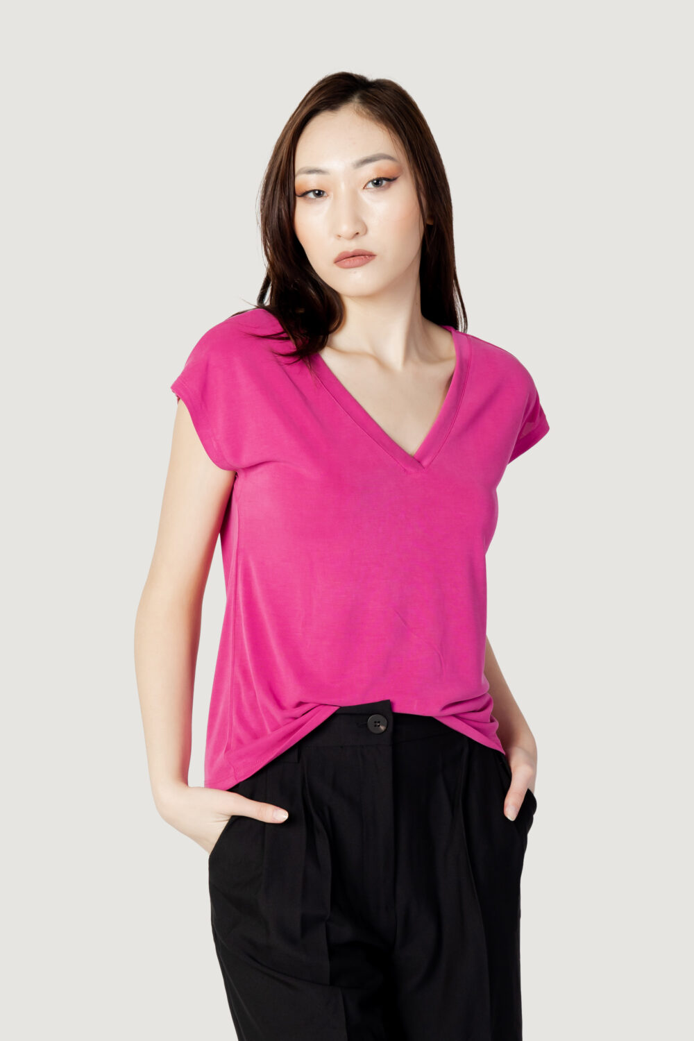 T-shirt Only onlfree s/s modal v-neck top jrs noos Fuxia - Foto 1