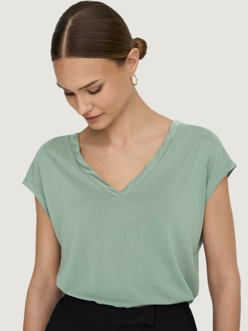 T-shirt Only onlfree s/s modal v-neck top jrs noos VERDE SALVIA - Foto 2