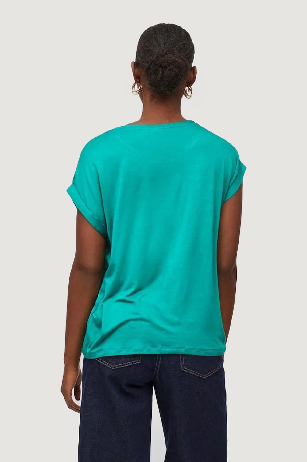 T-shirt Vila Clothes viellette s/s satin top/su - noos Verde Scuro - Foto 3