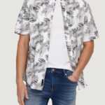 Camicia manica corta Only & Sons onsbes reg ctn slub leaf ss shirt Bianco - Foto 1