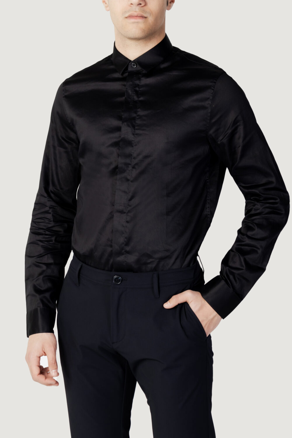 Camicia manica lunga Armani Exchange logo frontale Nero - Foto 1