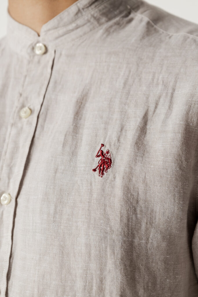 Camicia manica lunga U.S. Polo Assn. collo coreana Beige