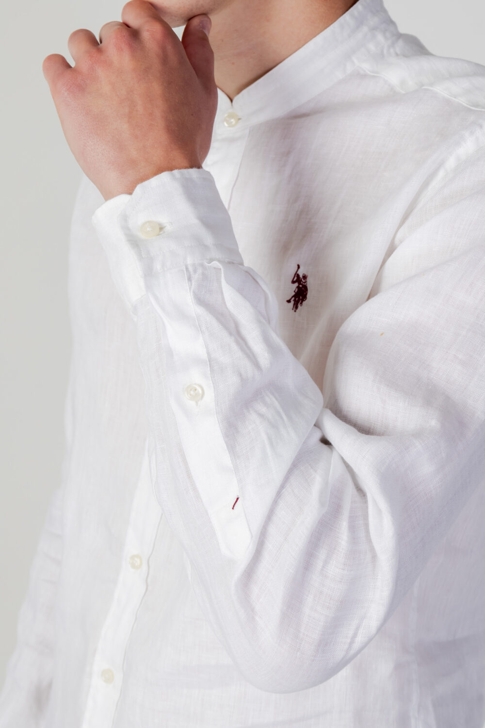 Camicia manica lunga U.S. Polo Assn. collo coreana Bianco - Foto 5