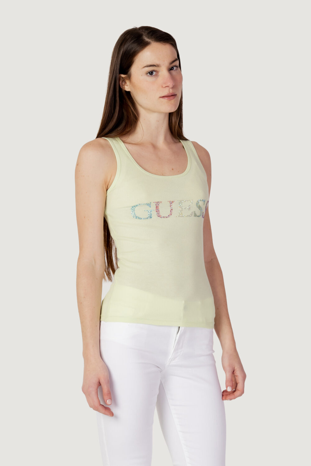 Canotta Guess colorful logo tank top Verde - Foto 4