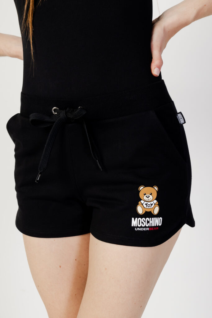 Shorts Moschino Underwear stampa logo tinta unita Nero