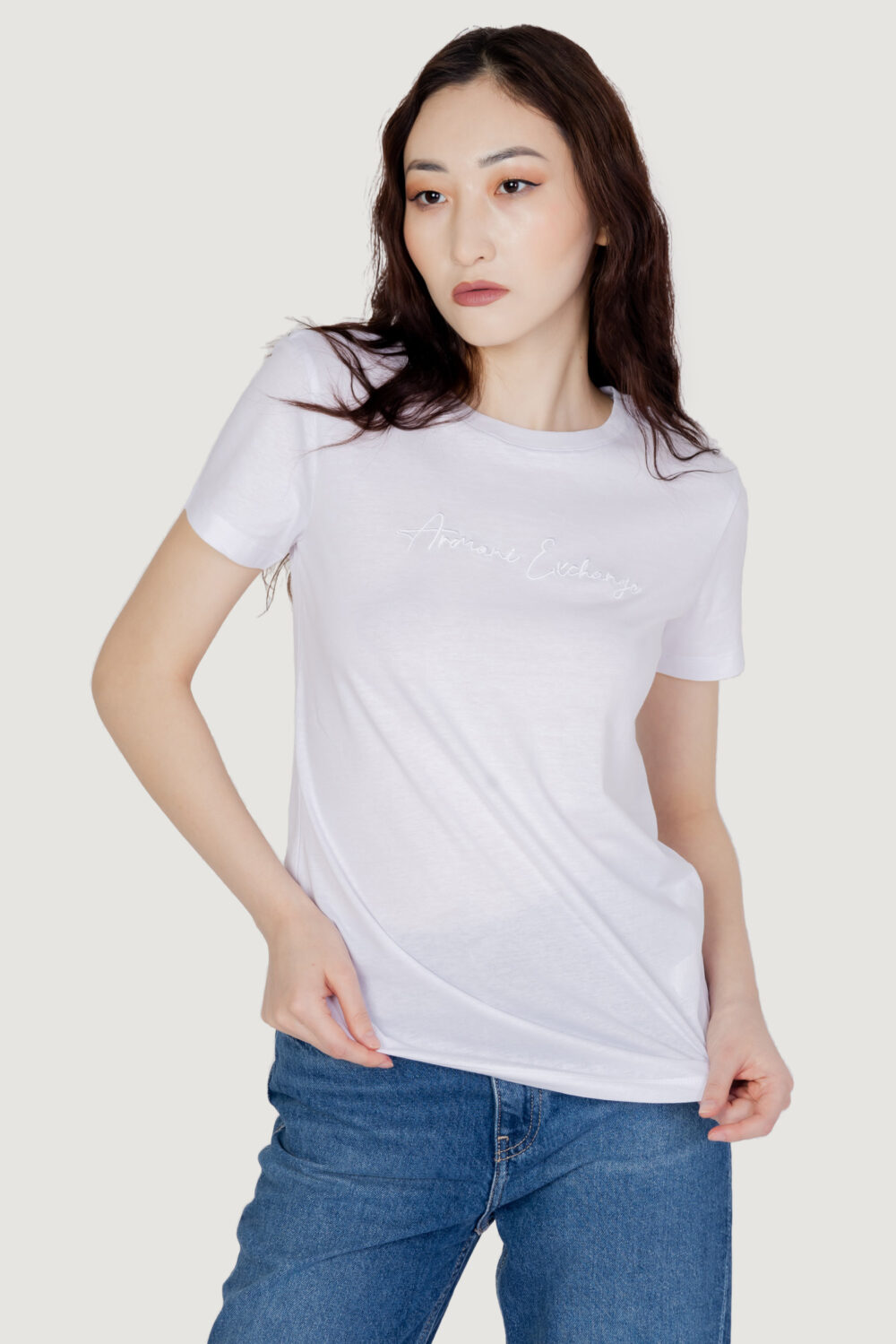 T-shirt Armani Exchange logo corsivo Bianco - Foto 1