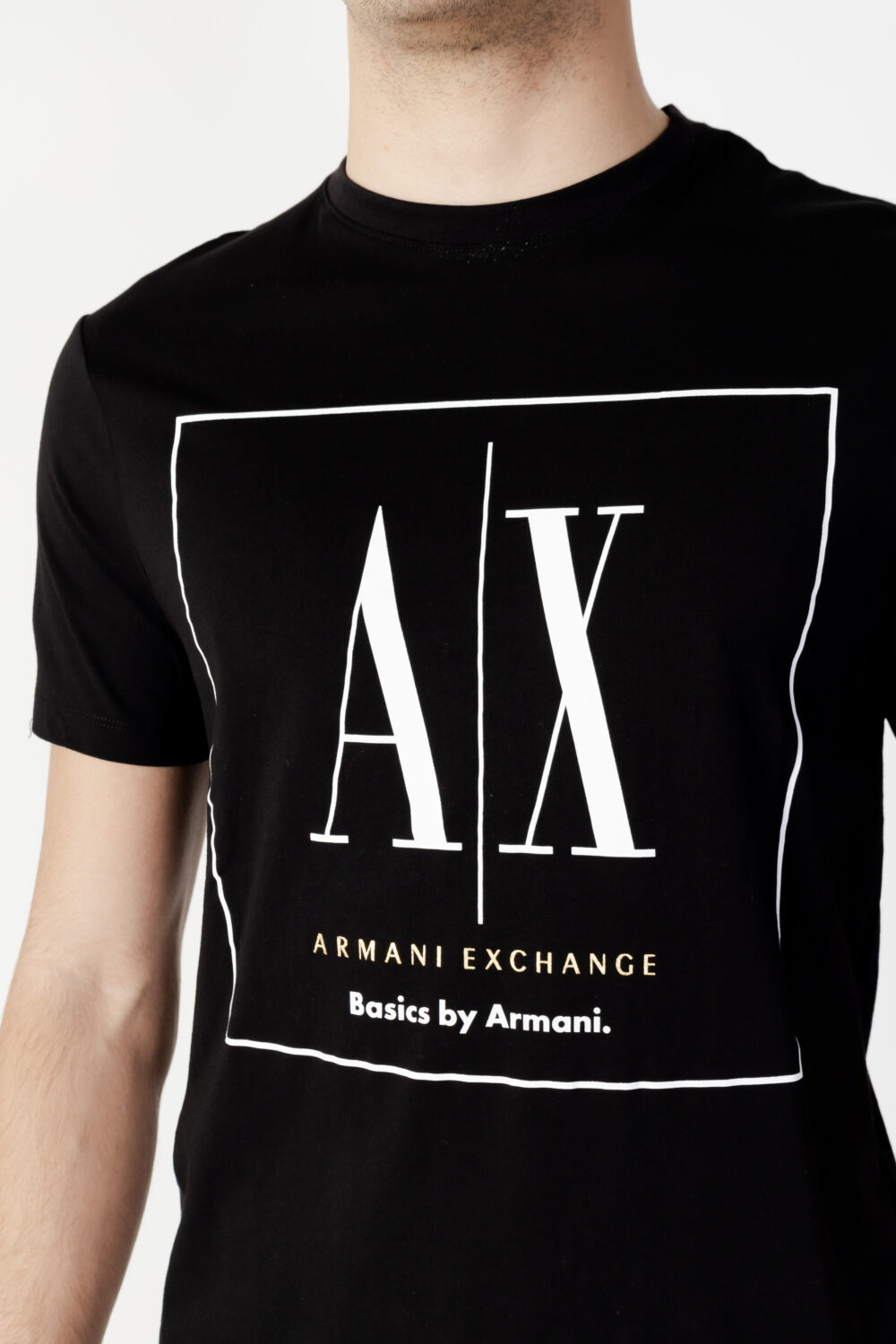 T-shirt Armani Exchange stampa logo Nero - Foto 2