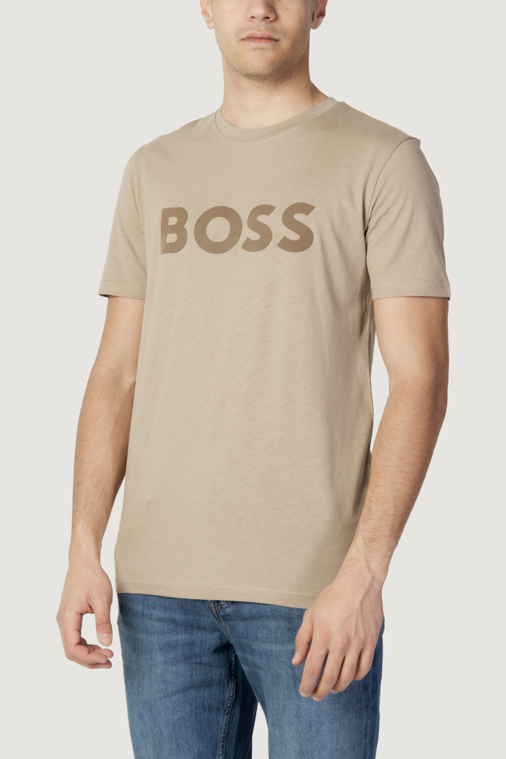 T-shirt Boss jersey thinking 1 Beige scuro - Foto 1