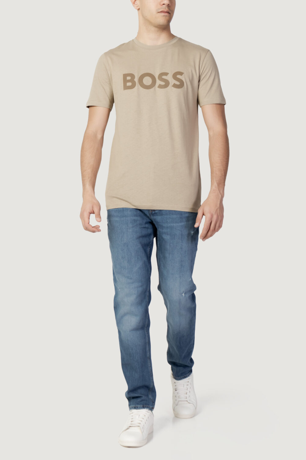 T-shirt Boss jersey thinking 1 Beige scuro - Foto 4