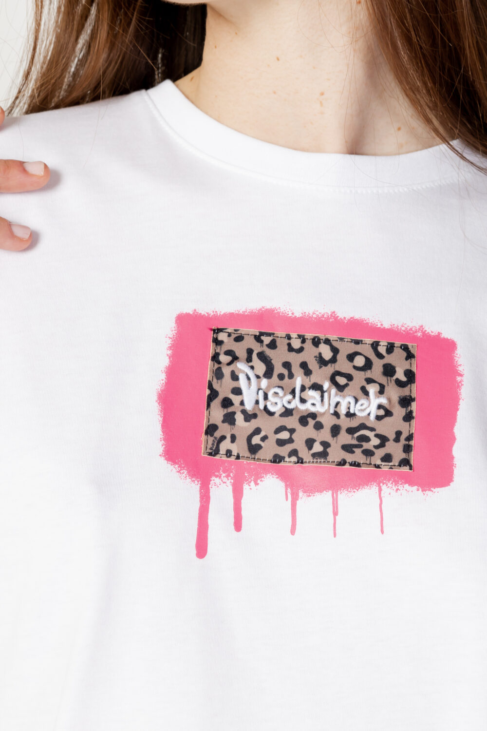 T-shirt Disclaimer cheetah logo Bianco - Foto 2