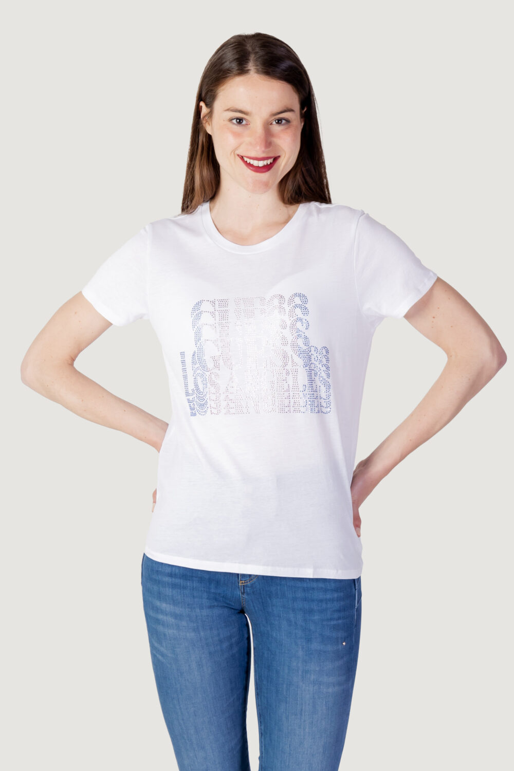 T-shirt Guess ss cascade logo easy tee Bianco - Foto 1