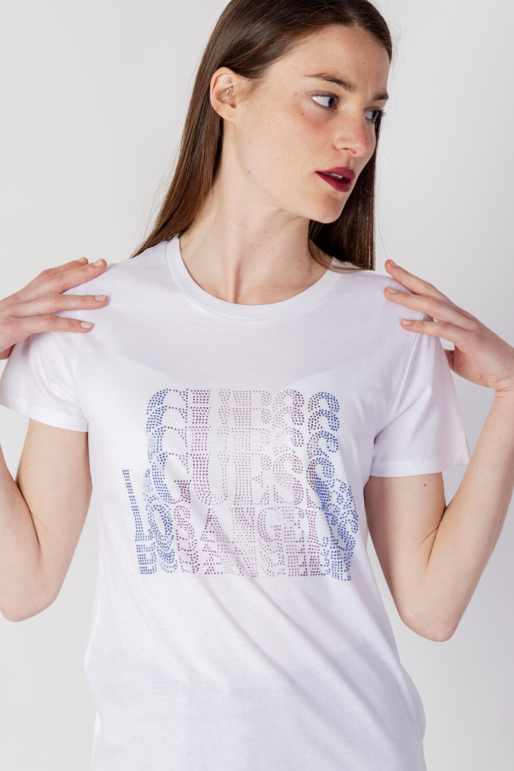 T-shirt Guess ss cascade logo easy tee Bianco - Foto 4