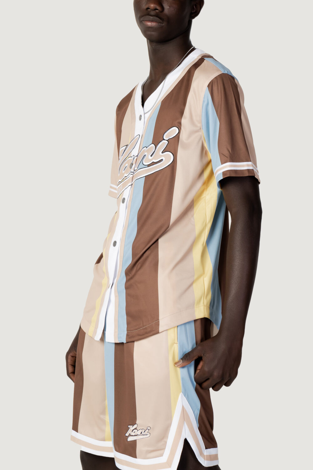 T-shirt Karl Kani varsity striped baseball Beige - Foto 5