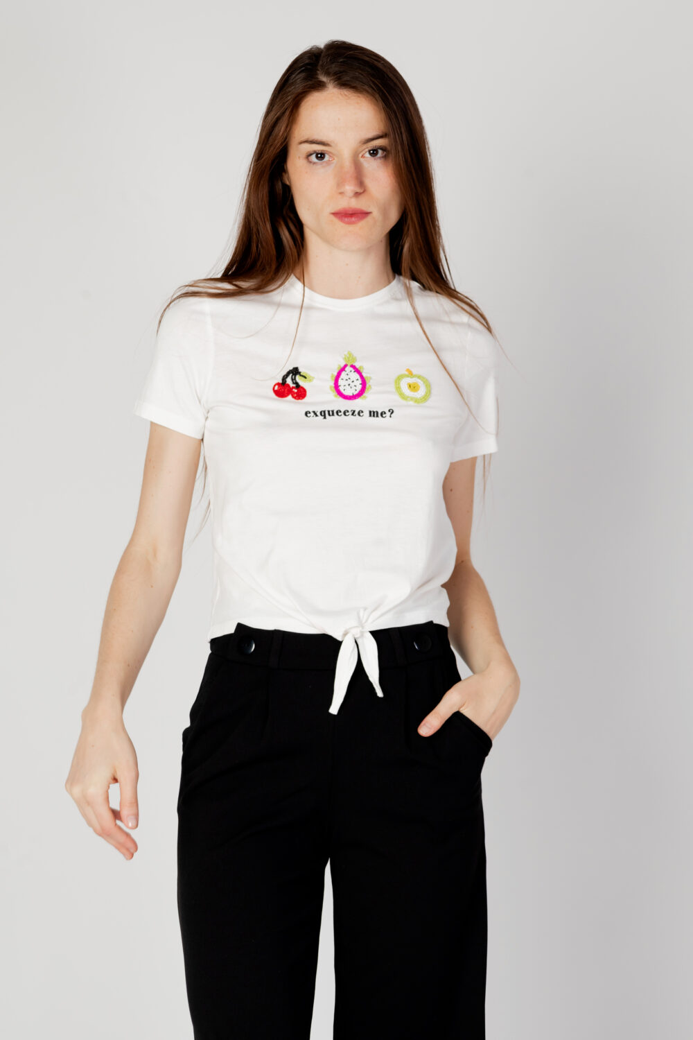 T-shirt Only onlkita reg knot s/s berry top box jrs Bianco - Foto 1