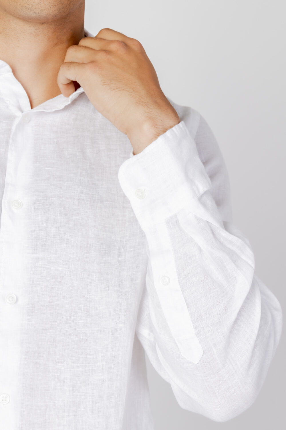 Camicia manica lunga Borghese tinta unita Bianco - Foto 4