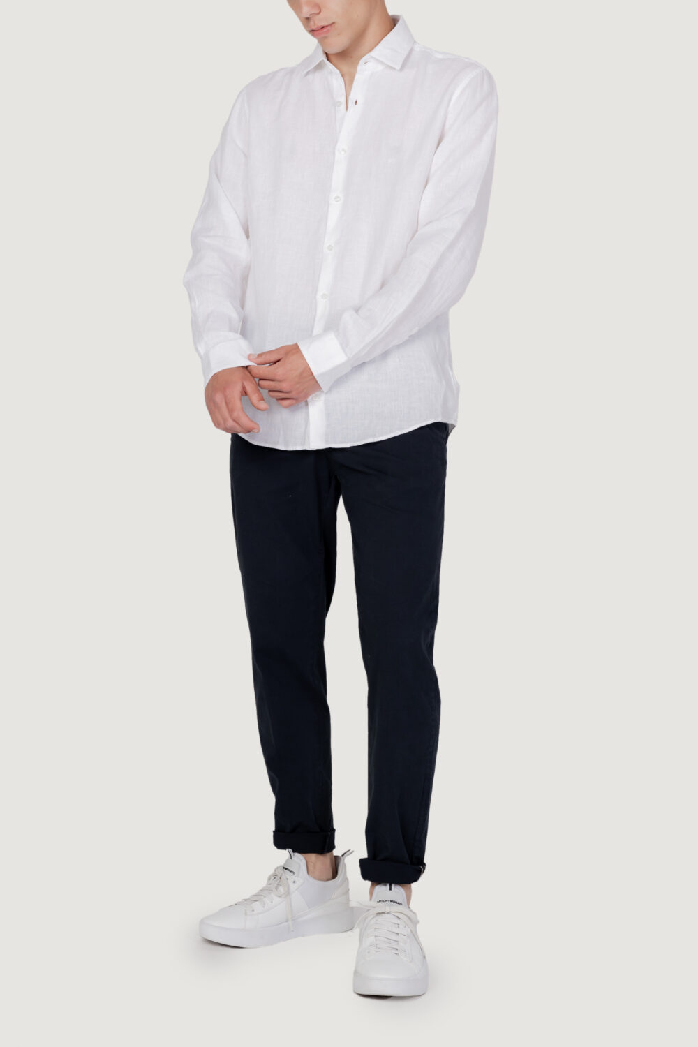 Camicia manica lunga Calvin Klein linen solid slim Bianco - Foto 5
