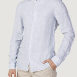 Camicia manica lunga Calvin Klein linen stripe slim shirt Blu - Foto 1