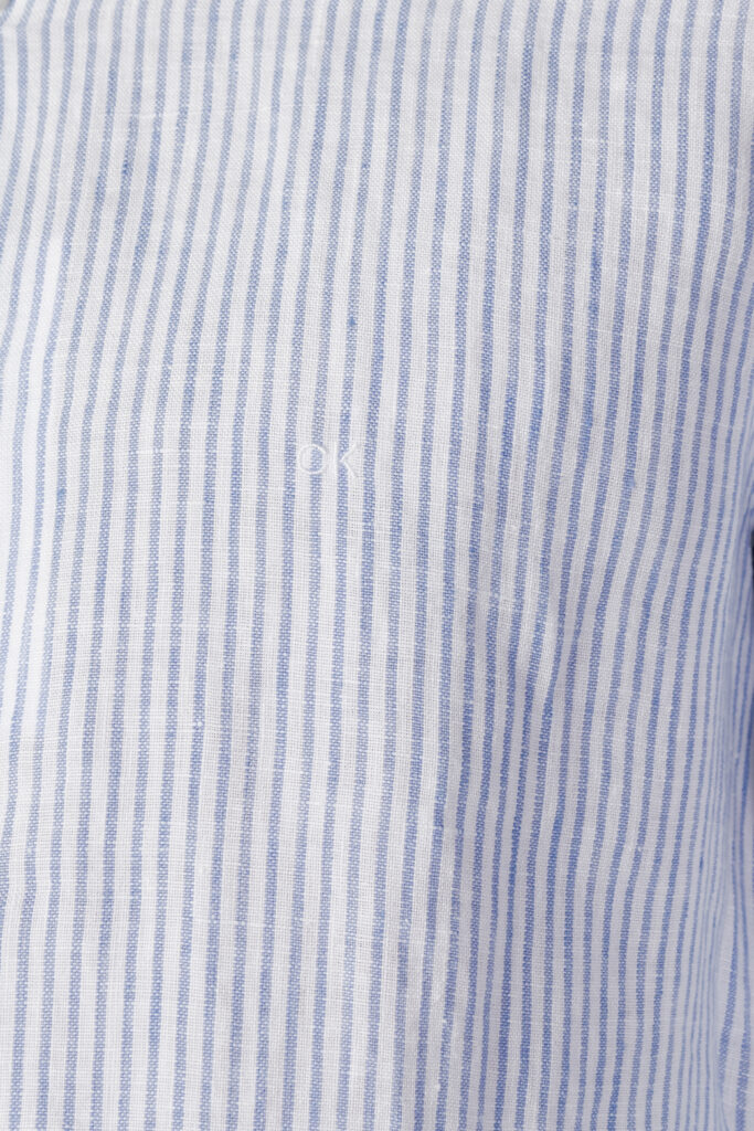 Camicia manica lunga Calvin Klein linen stripe slim shirt Blu