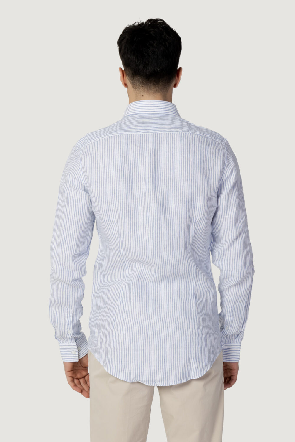Camicia manica lunga Calvin Klein linen stripe slim shirt Blu - Foto 3